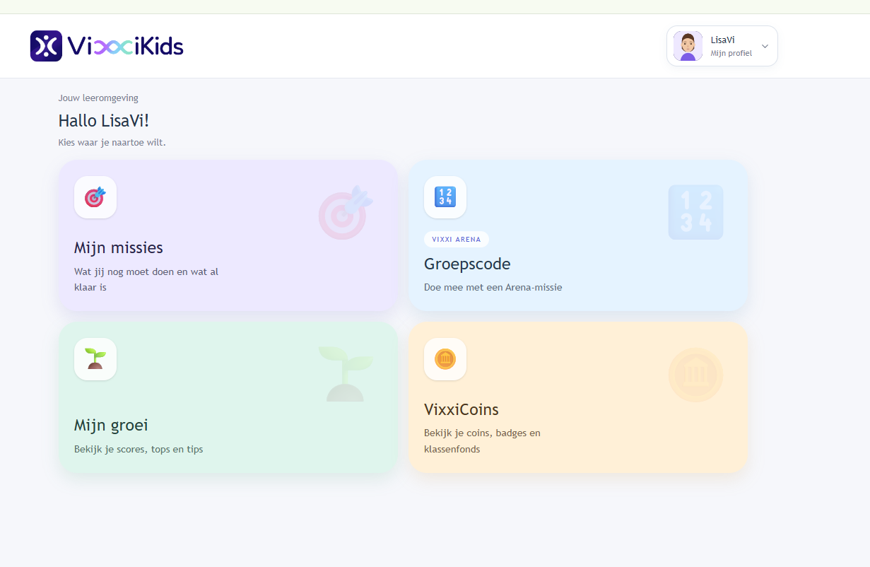 Actuele VixxiKids leerlingomgeving